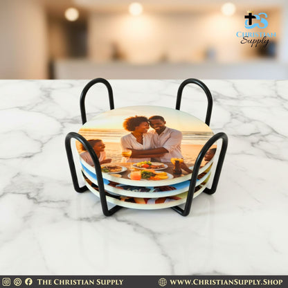 Coasters with Coaster Holders (Set of 24 Coasters with 6 Holders)