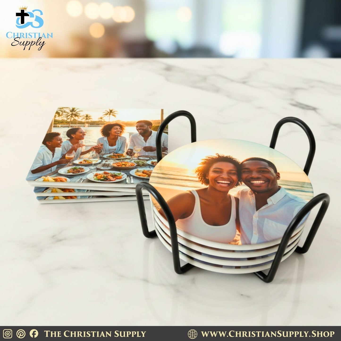 Coasters with Coaster Holders (Set of 24 Coasters with 6 Holders)