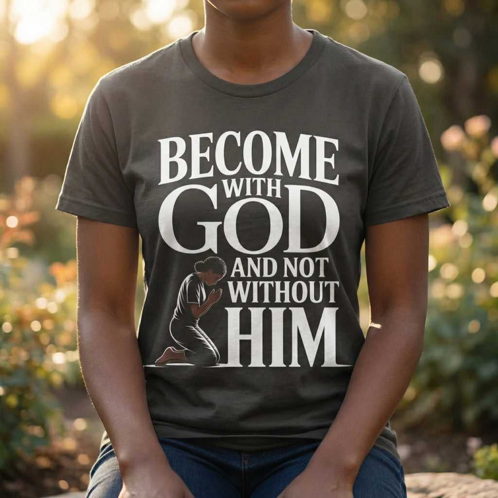 Become With God Unisex Cotton T‑Shirt – Faith‑Driven Prayer Graphic Tee