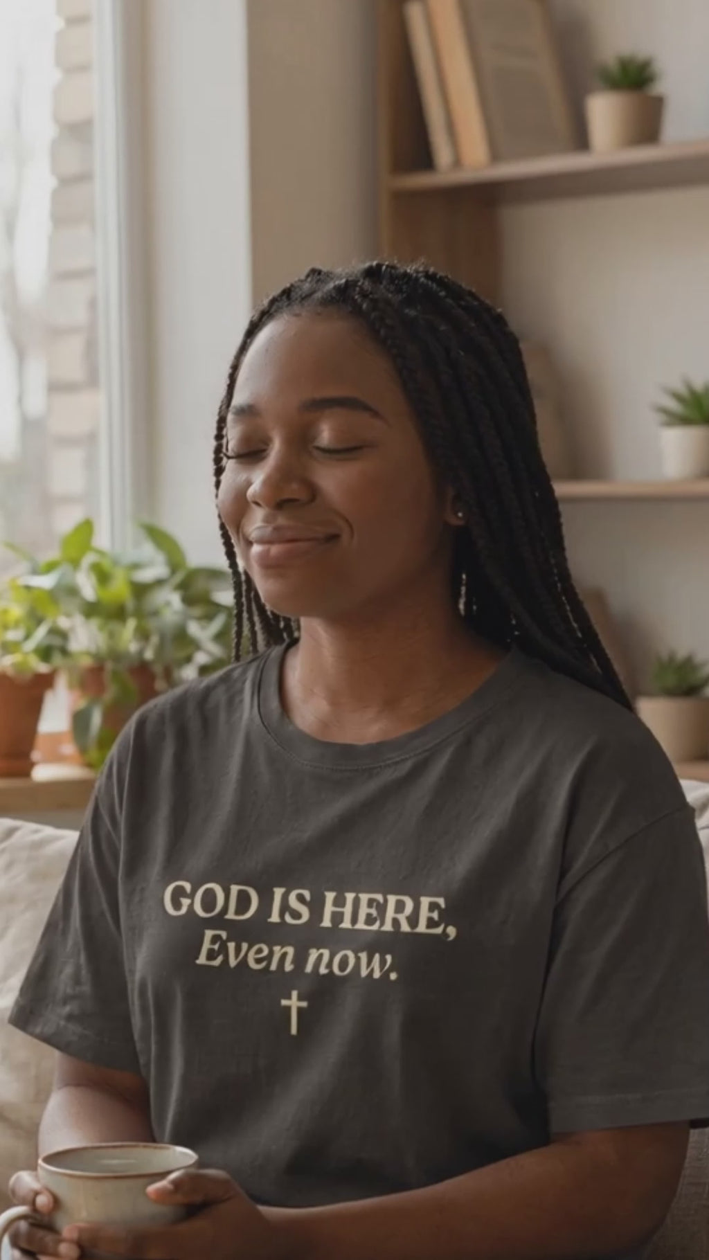 God Is Here, Even Now T‑Shirt – Presence & Peace Christian Tee