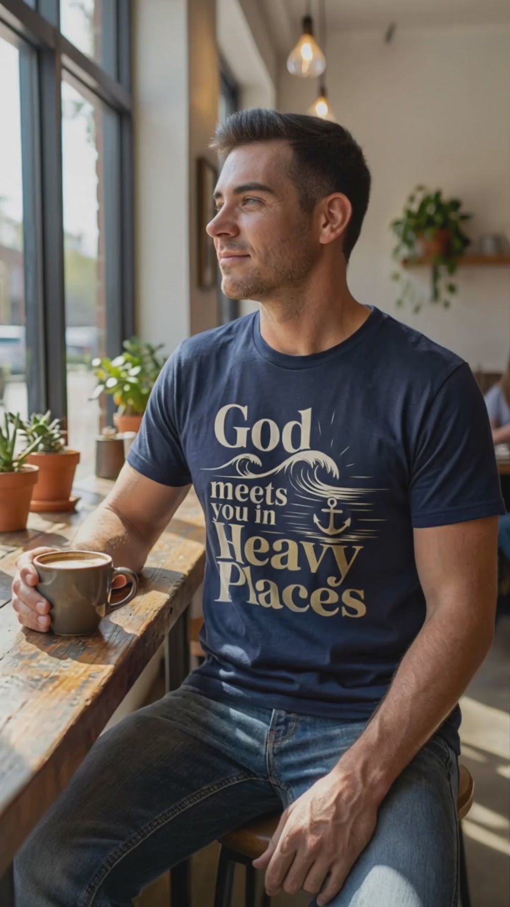 God Meets You in Heavy Places T‑Shirt – Anchor & Wave Christian Tee