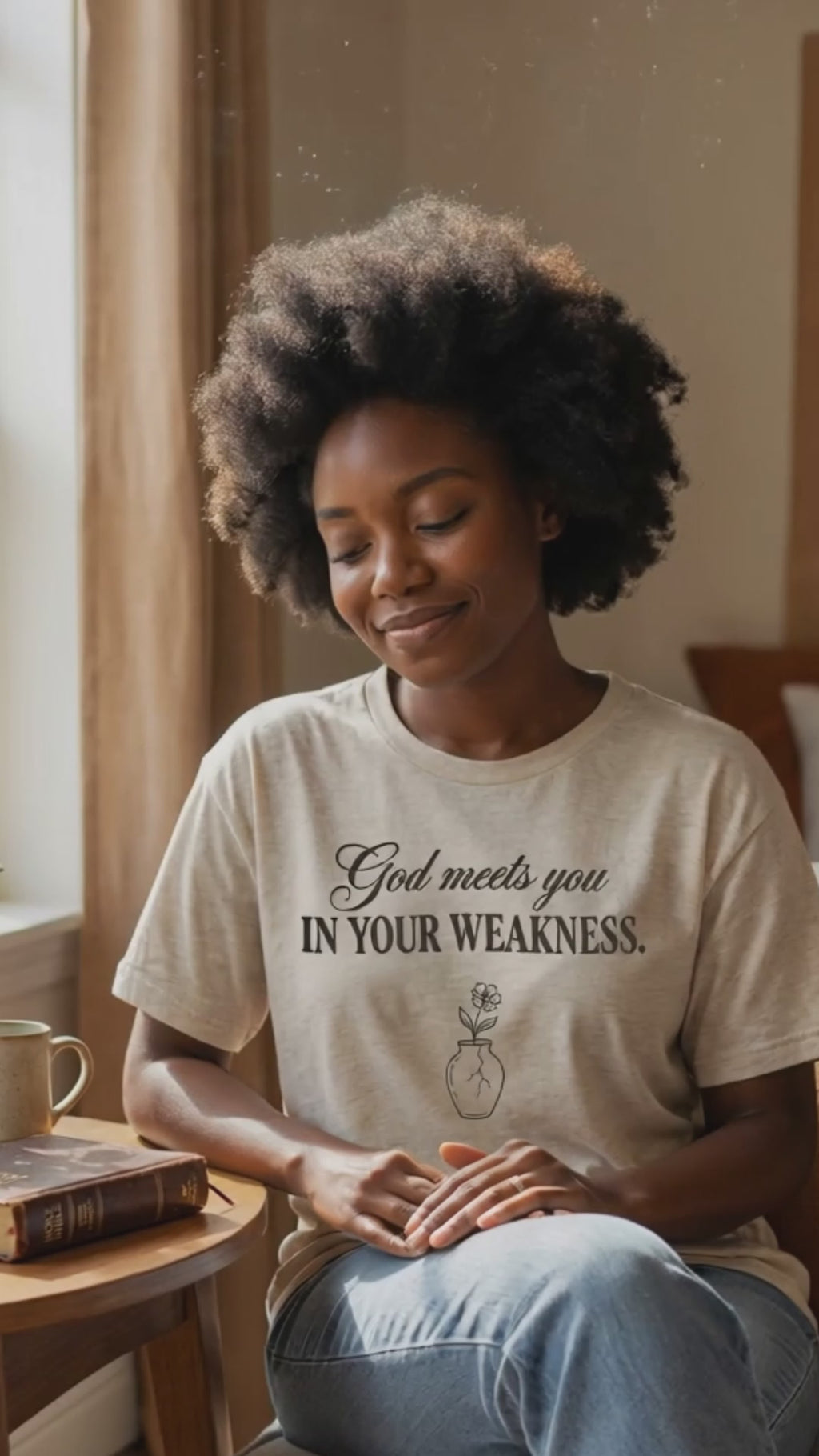 God Meets You in Your Weakness T‑Shirt – Cracked Vase Grace Design