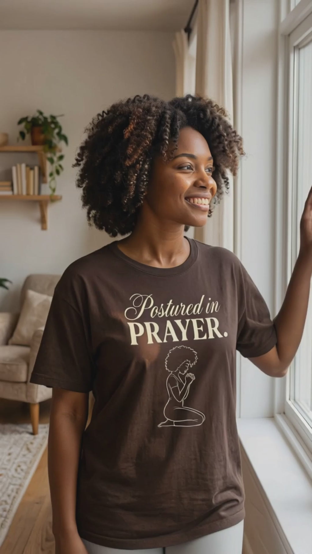 Postured in Prayer – Brown Christian T-Shirt