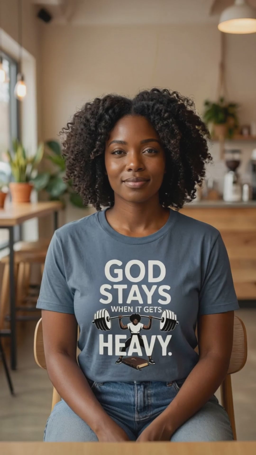 God Stays When It Gets Heavy T‑Shirt – Strength & Support Christian Tee