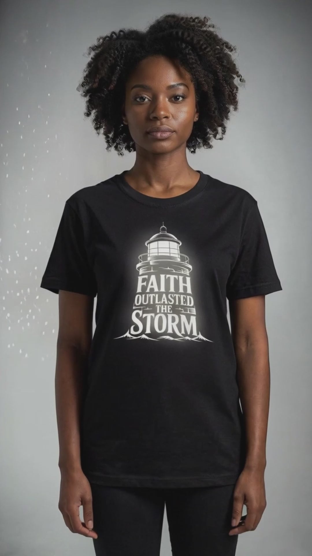 Faith Outlasted the Storm T‑Shirt – Lighthouse Strength Christian Tee