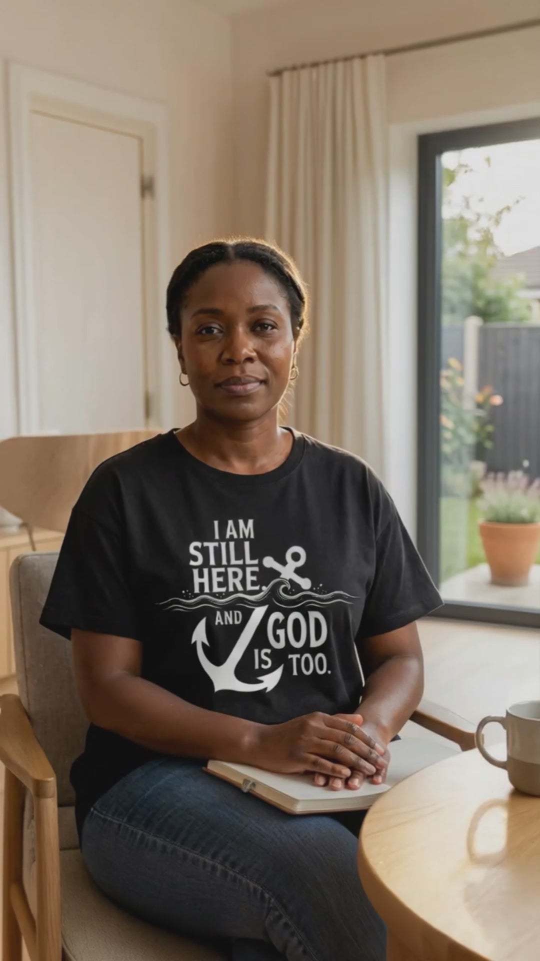 I Am Still Here, And God Is Too – Anchor Christian T‑Shirt