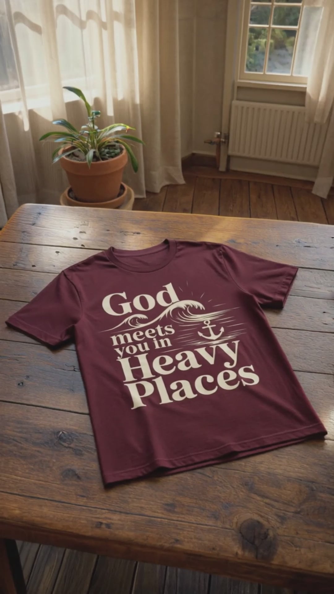 God Meets You in Heavy Places T‑Shirt – Anchor & Wave Christian Tee