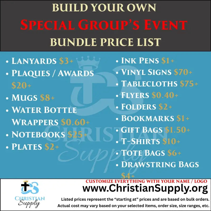 special group event bundle | personalized gifts and event accessories for teams, ministries & clubs 🛍 compe - christian supply