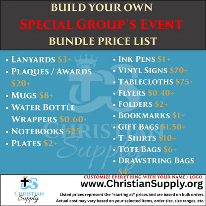 Special Group Event Bundle | Personalized Gifts and Event Accessories for Teams, Ministries & Clubs 🛍 Compe - Christian Supply